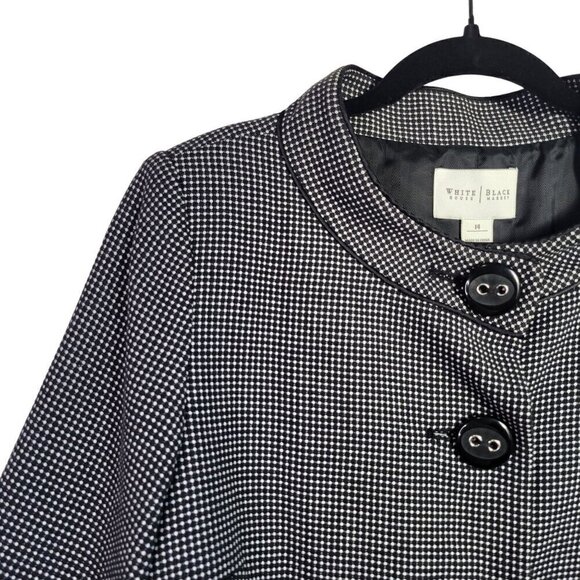 White House Black Market Cropped Gingham Big Button Blazer Jacket Wide Slv Sz 14 - Picture 2 of 13